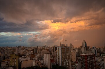 Fototapeta na wymiar dramatic clouds over Buenos Aires city, Argentina