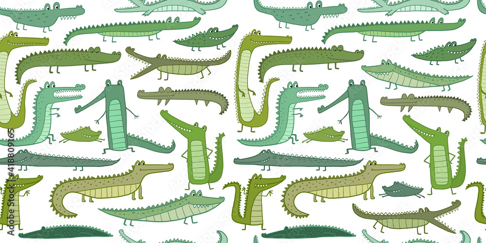 Aufkleber crocodile cute characters. childish style. seamless pattern for your design