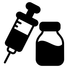 
Injection with vial denoting solid icon of vaccination 

