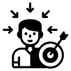 
Man with arrows denoting glyph icon of concentration 

