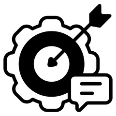 
Dart inside gear denoting glyph icon of goal setting 

