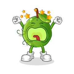 guava yawn character. cartoon mascot vector