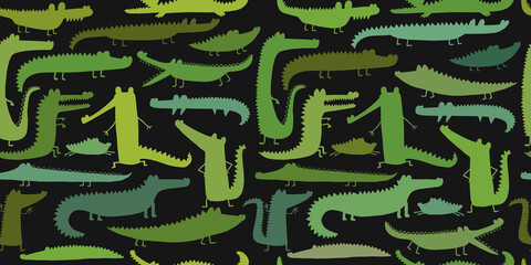 Crocodile Cute Characters. Childish Style. Seamless Pattern for your design
