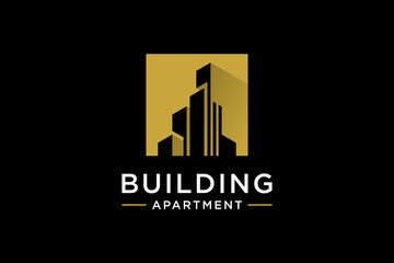 Golden building logo design inspiration