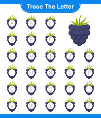 Trace the number. Tracing number with Blackberries. Educational children game, printable worksheet, vector illustration