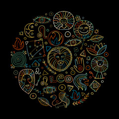 Leo Zodiac Sign. Background with design elements