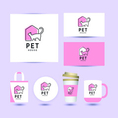 Pet store logo design with aplication vector template.