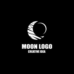 simple vector logo of the moon in the sky