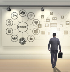 Businessman in financial technology fintech concept