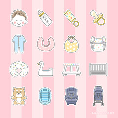 ベビーグッズのイラストセット