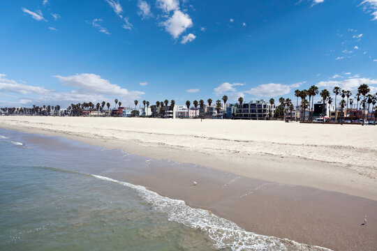 Uncrowded morning at famous Venice Beach in Los Angeles, California. 
