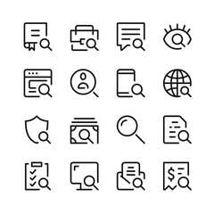 Search icons. Vector line icons. Simple outline symbols set