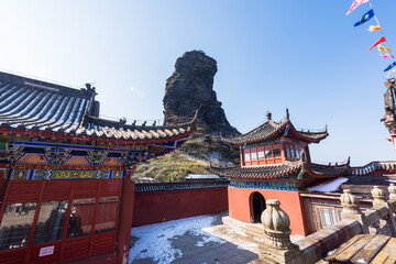 Fototapeta na wymiar Cheng'en Temple on the top of Fanjing Mountain, Tongren, Guizhou, China