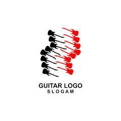 simple cool music guitar vector icon logo