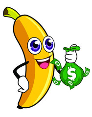 banana mascot cartoon in vector