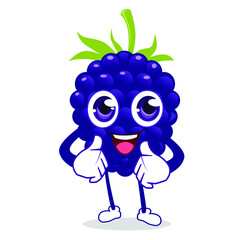 blueberry fruit mascot cartoon in vector