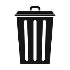trash bucket black simple icon