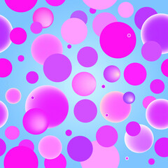 Seamless vector pink circle round blur geometric pattern on a blue background 
