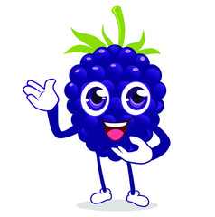 blueberry fruit mascot cartoon in vector