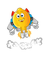 lemon with jetpack mascot. cartoon vector