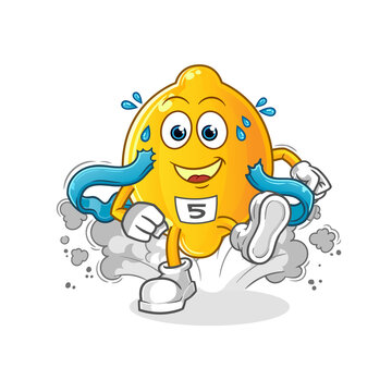 lemon runner character. cartoon mascot vector