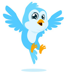 blue bird mascot cartoon in vector