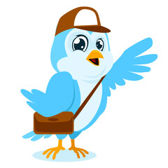 blue bird mascot cartoon in vector