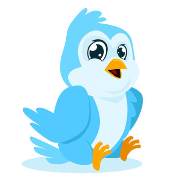 blue bird mascot cartoon in vector