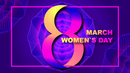 38 Women's Day poster, abstract blooming flower line composition.