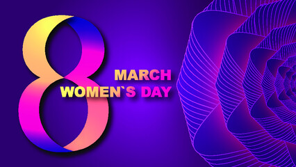 38 Women's Day poster, abstract blooming flower line composition.