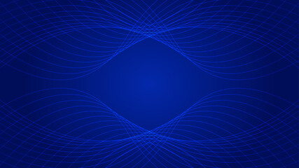 Blue wavy lines abstract the background.