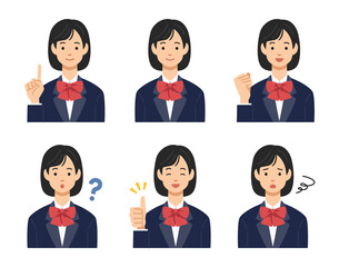 いろいろなポーズの女子学生