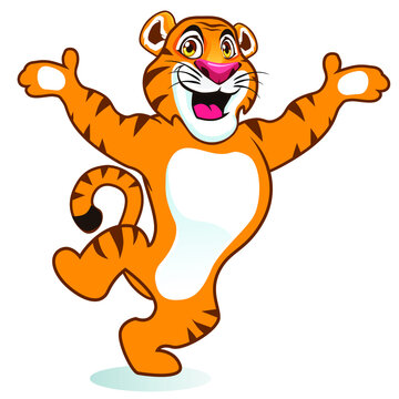 tiger dancing cartoon in vector