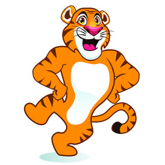 tiger dancing cartoon in vector