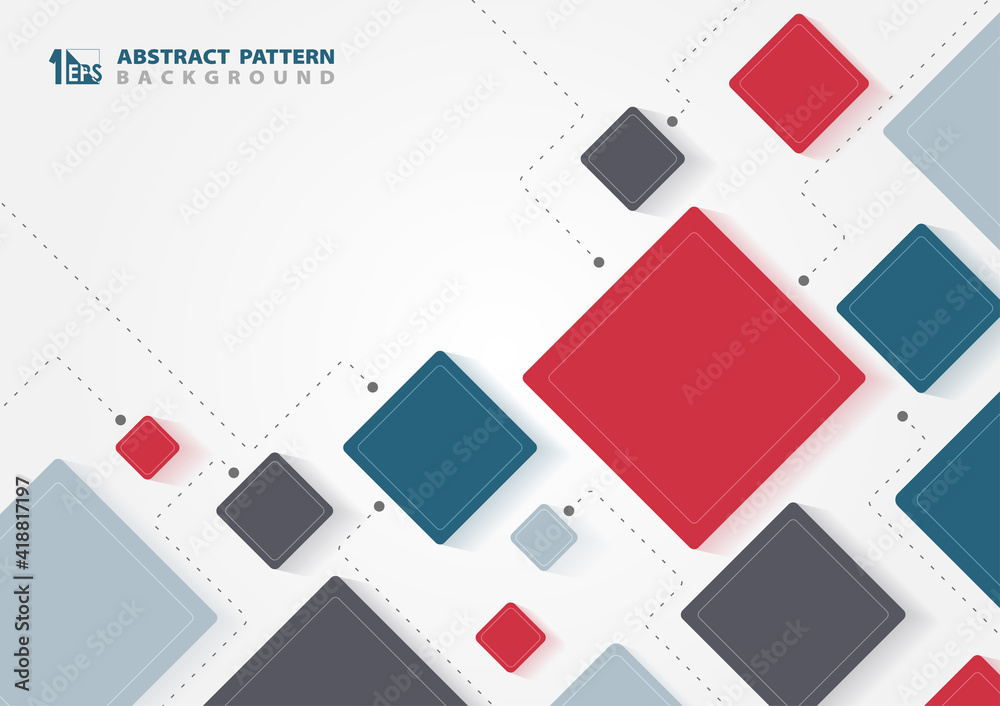 Wall mural abstract business tech square design of communication template. new style of colors tones style artw