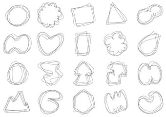 Abstract doodle line artwork of drawing illustration badge icon set. Minimal style of space for texting background. illustration vector