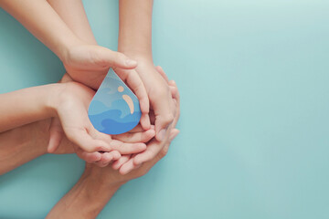 Hands holding clean water drop,world water day,hand sanitizer and hygiene, vaccine for covid-19...