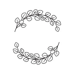 Hand drawn eucalyptus wreath. Circle floral frame with leaves. © Maroshka