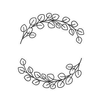 black eucalyptus leaves wreath design clip art preview
