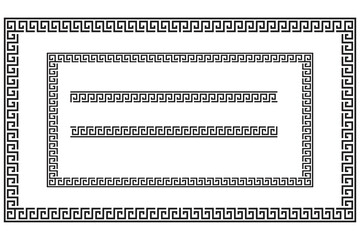 Line art greek rectangle ornament. Vintage seamless pattern. Stock image. EPS 10.