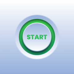 3D Red Start Push Button on White Background