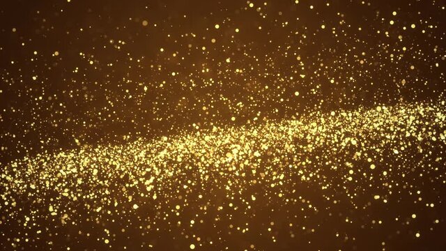 gold bokeh glitter luxury Confetti particles. christmas cards flare light shiny Abstract festive motion Loop background. Shimmering sparkling glitters. event, music, show, Awards, night, club, stage.