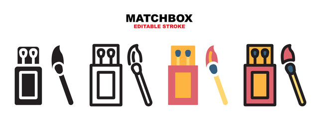 Matchbox icon set with different styles. Editable stroke and can be used for web, mobile, ui and more.