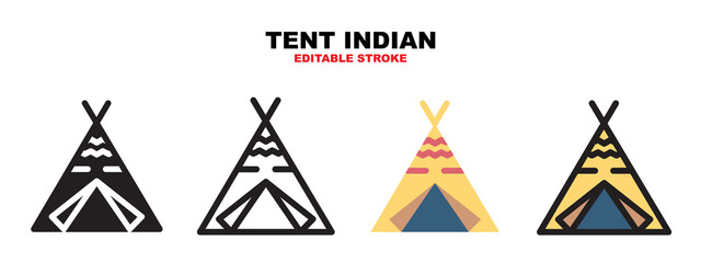 Tent Indian icon set with different styles. Editable stroke and can be used for web, mobile, ui and more. © Iftachul