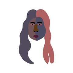 abstract woman face modern portrait with continuous line drawing style.  minimalist concept for fashion beauty, wall art and t-shirt