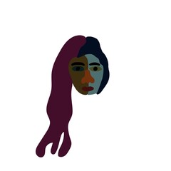 abstract woman face modern portrait with continuous line drawing style.  minimalist concept for fashion beauty, wall art and t-shirt