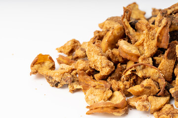 Deep fried cockcomb oil on pure white background