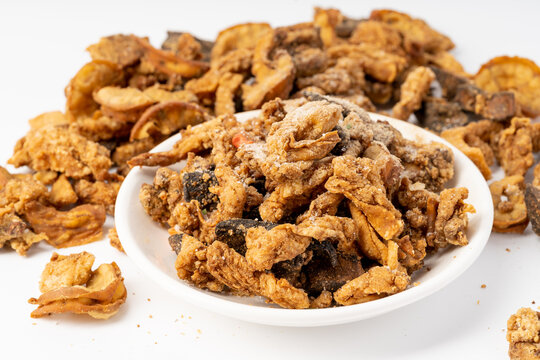 Deep fried cockcomb oil on pure white background