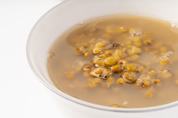 Fresh mung bean porridge on pure white background