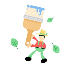 farmer man agriculture and artist Paint Brushes cartoon doodle flat design style vector illustration